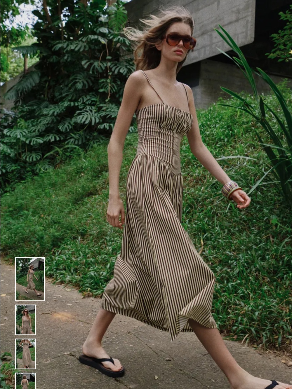 STRIPED COMBINATION POPLIN DRESS - Picture 2 of 3